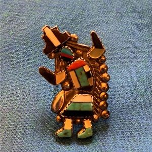 Old pawn Kachina dancer Native American antique ring 5.25
